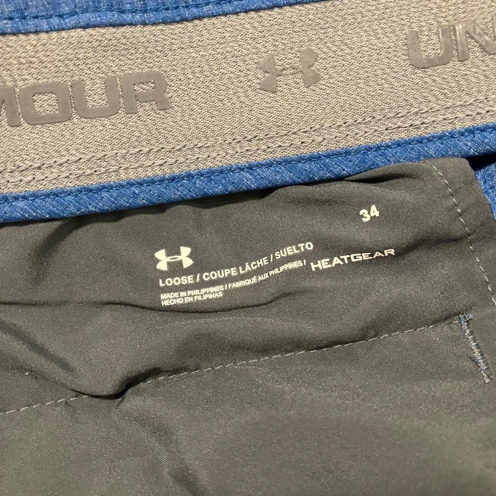 Under Armour HeatGear Golf Shorts Men's Size 34 Blue Heathered Match Play Vented